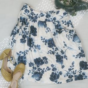 Talbots Full Knee Length Floral Print A-Line Skirt